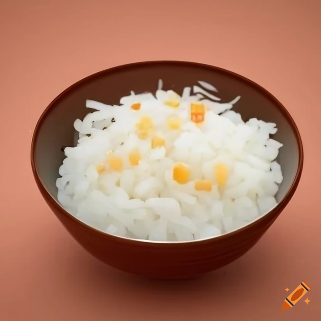 side view of a bowl of white steamed Japanese rice