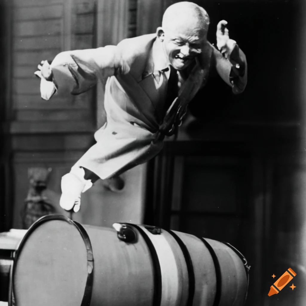 Dwight eisenhower jumping over barrels