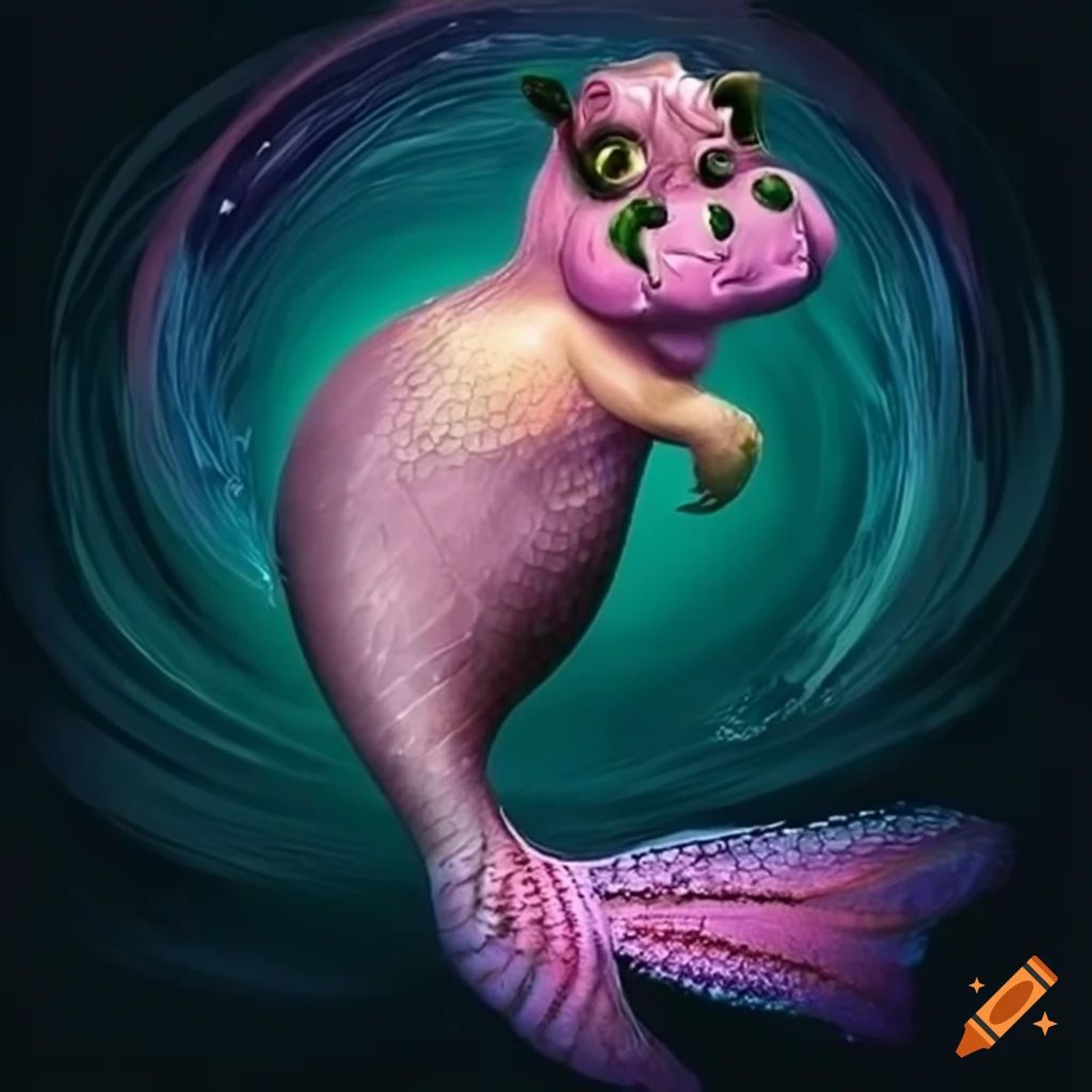 Hippo mermaid artwork