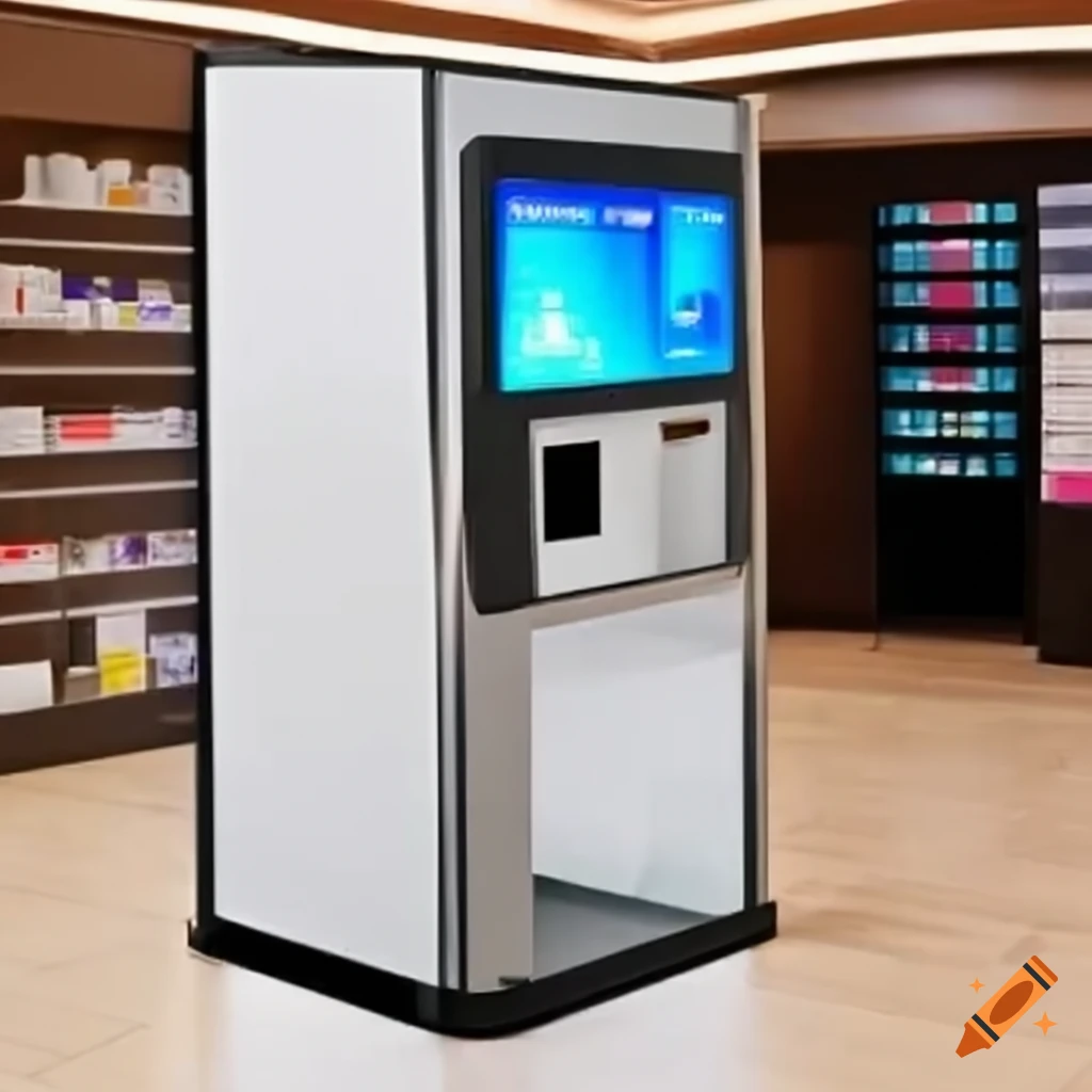 Automated medical kiosk in a modern pharmacy on Craiyon