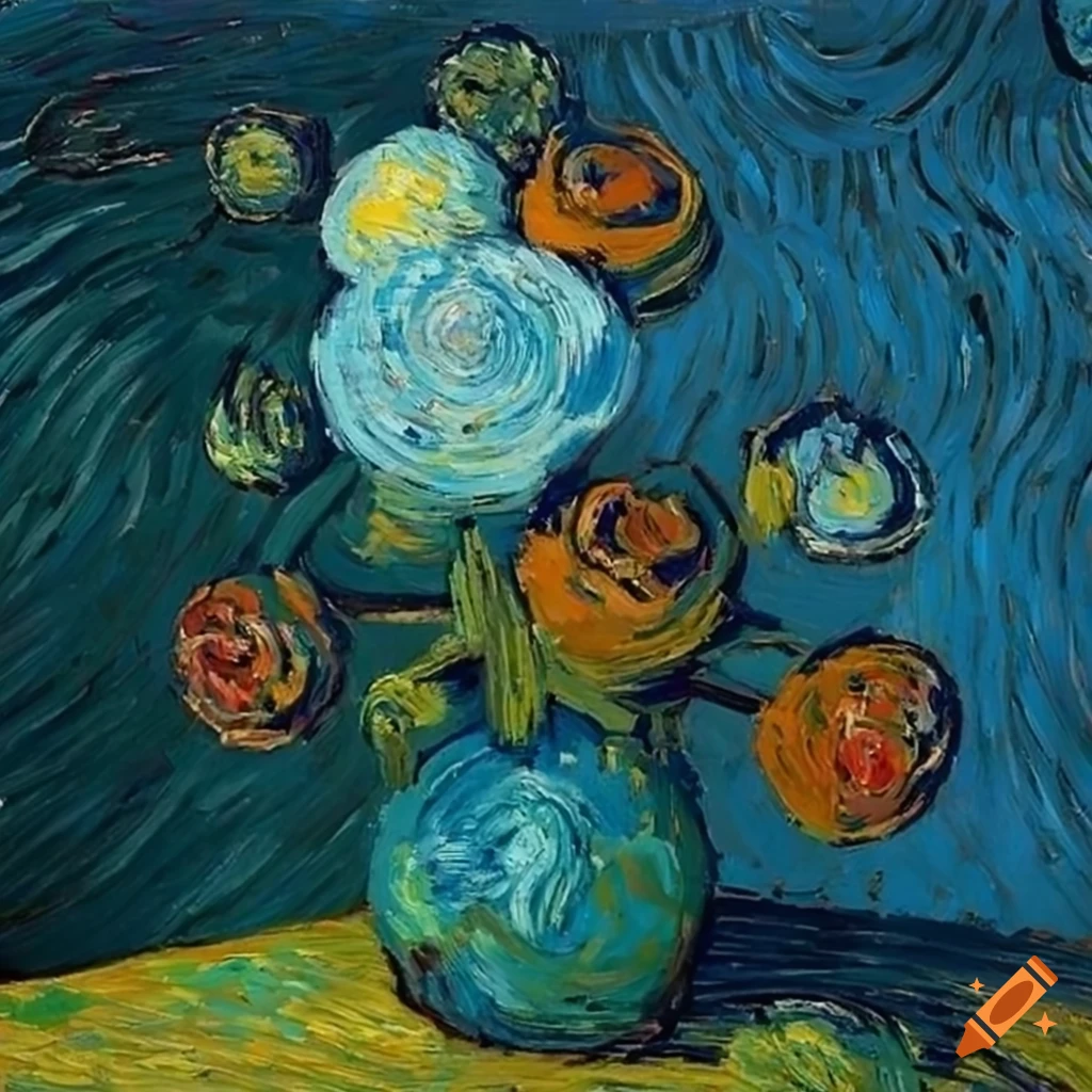 Painted bouquet of roses by van gogh