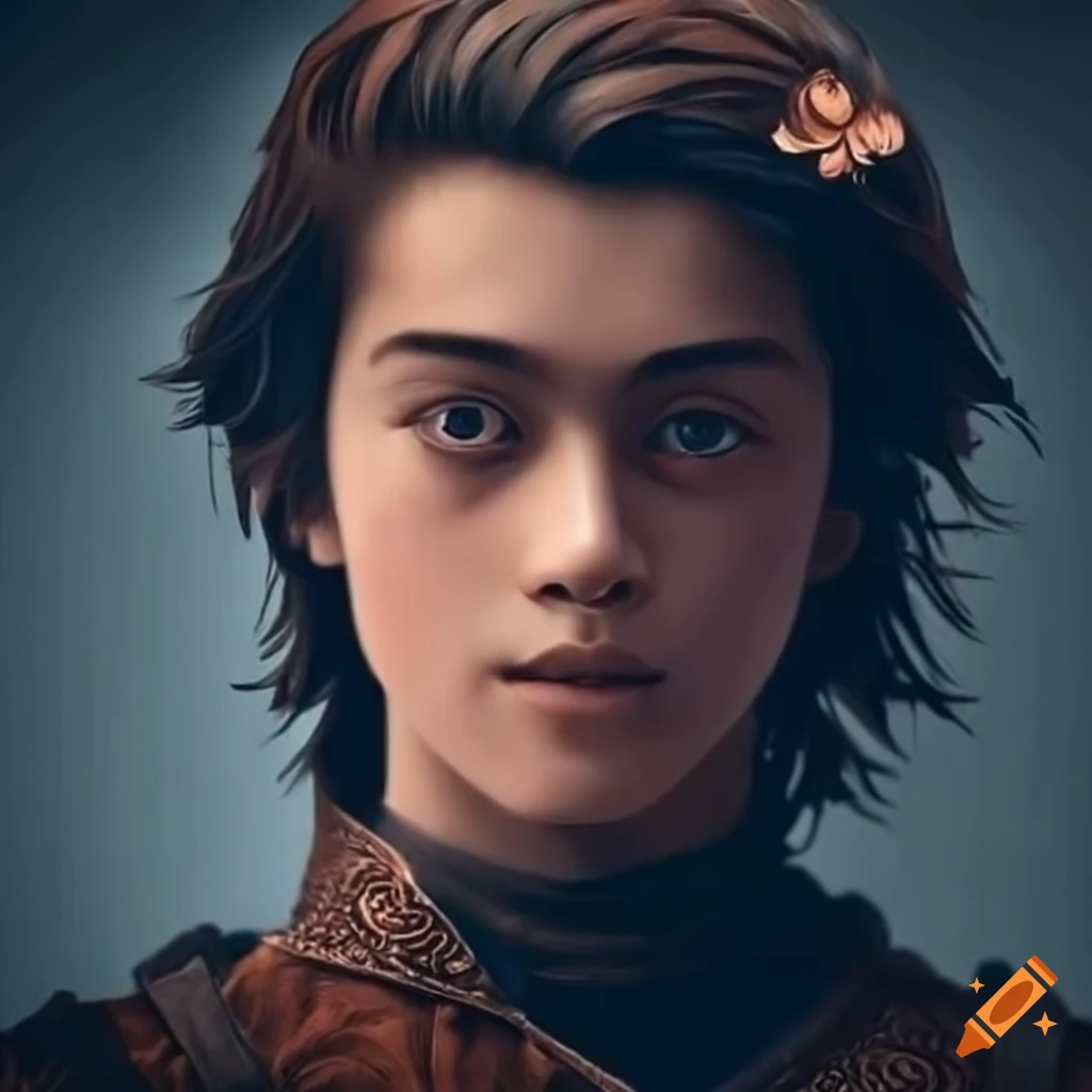 young and handsome boy in historical setting