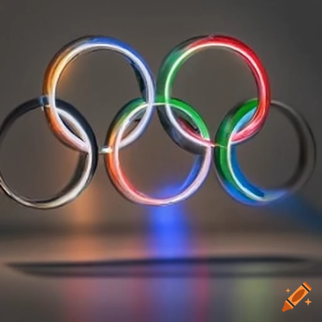 Shimmering olympic rings representing unity on Craiyon