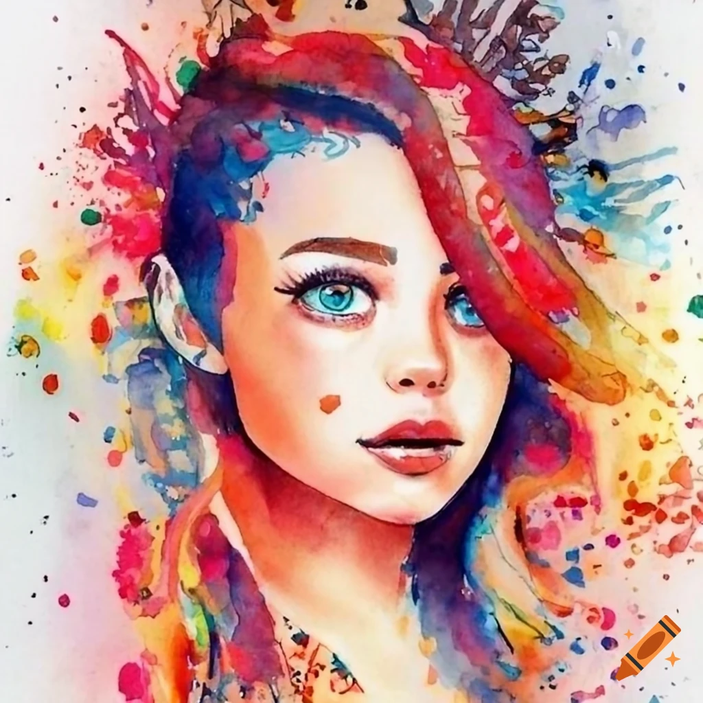 watercolor illustration of a girl in Picasso style