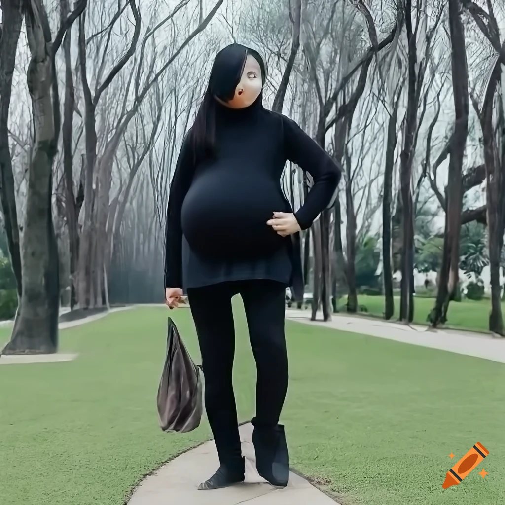 photograph of a pregnant woman walking on campus