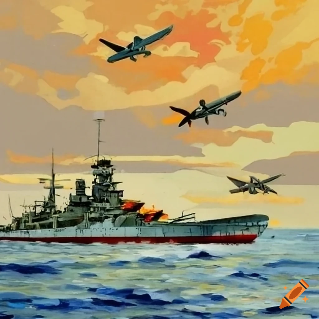 Illustration of japanese war machines during world war ii on Craiyon