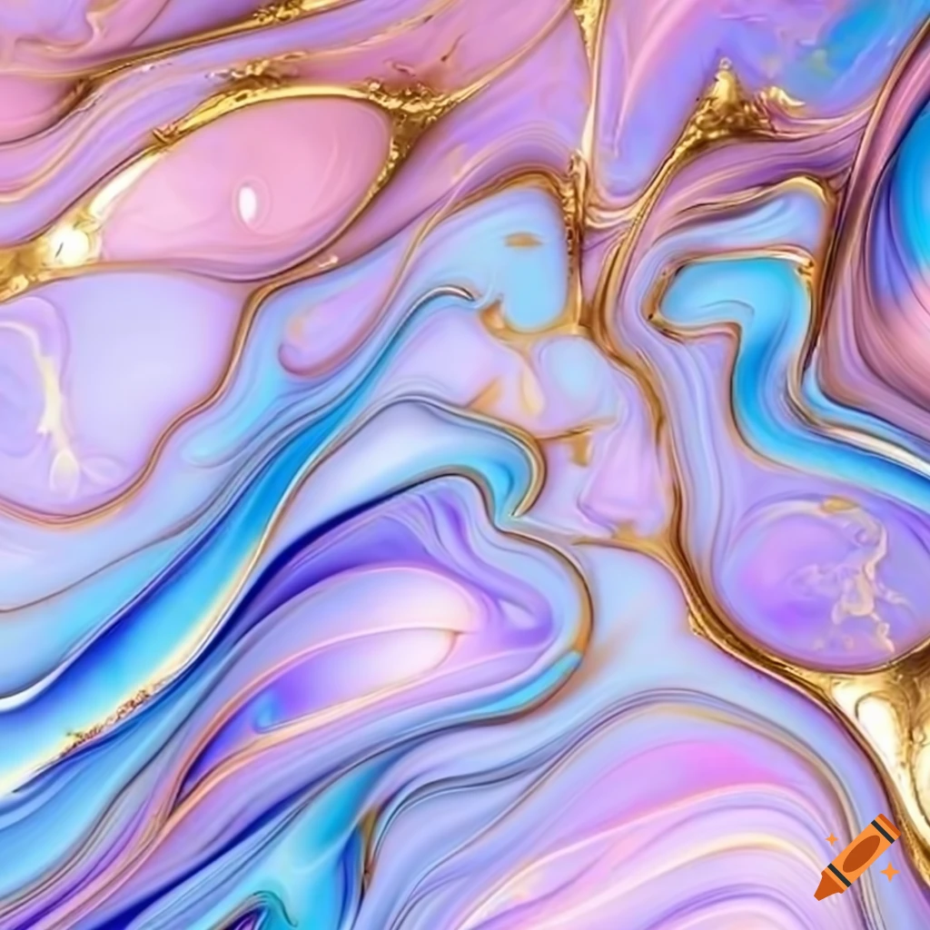 elegant pastel marble with gold fractal designs