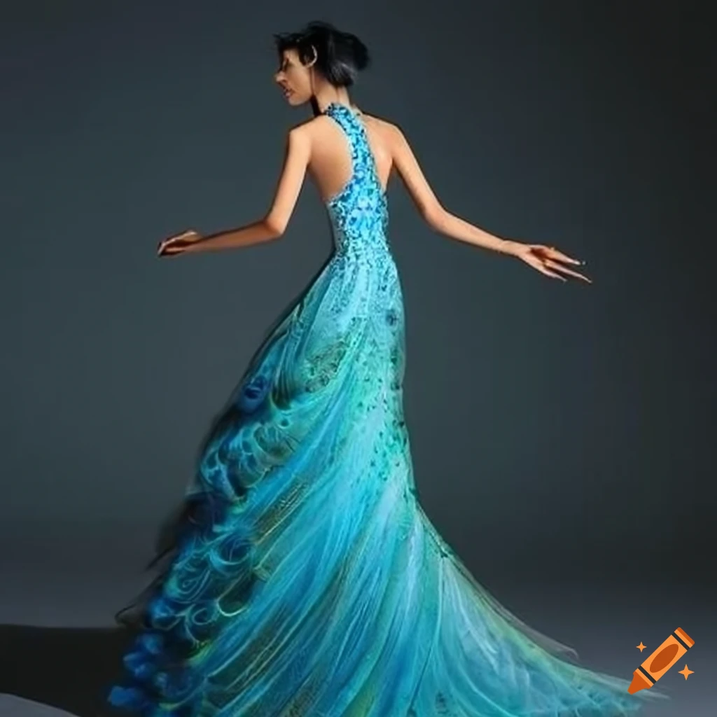 Peacock-inspired dress on Craiyon