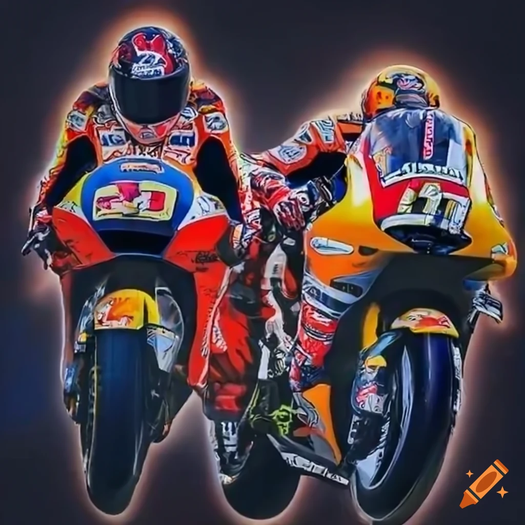 Illustration of motorcycle racers in motogp