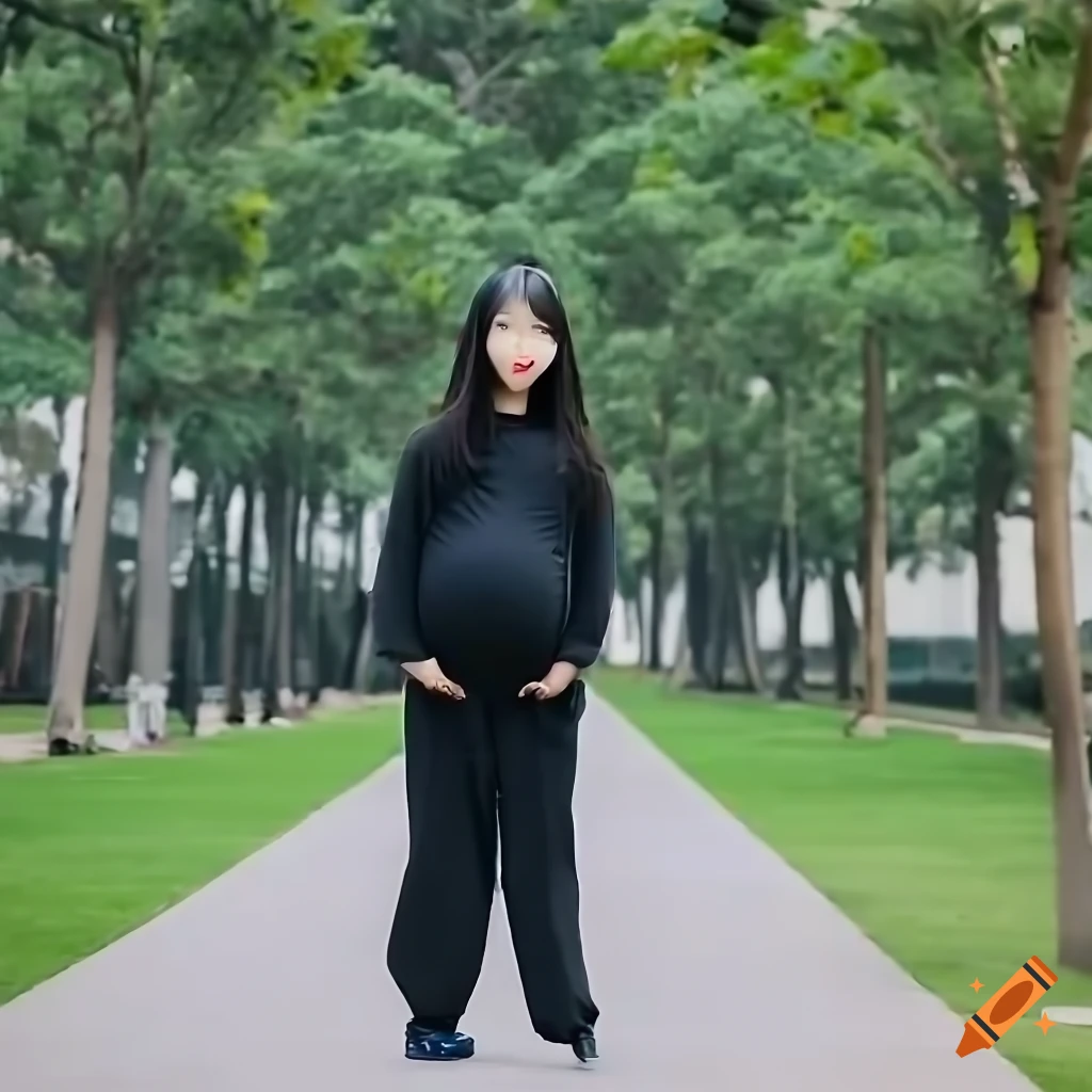 photograph of a pregnant Taiwanese girl on campus
