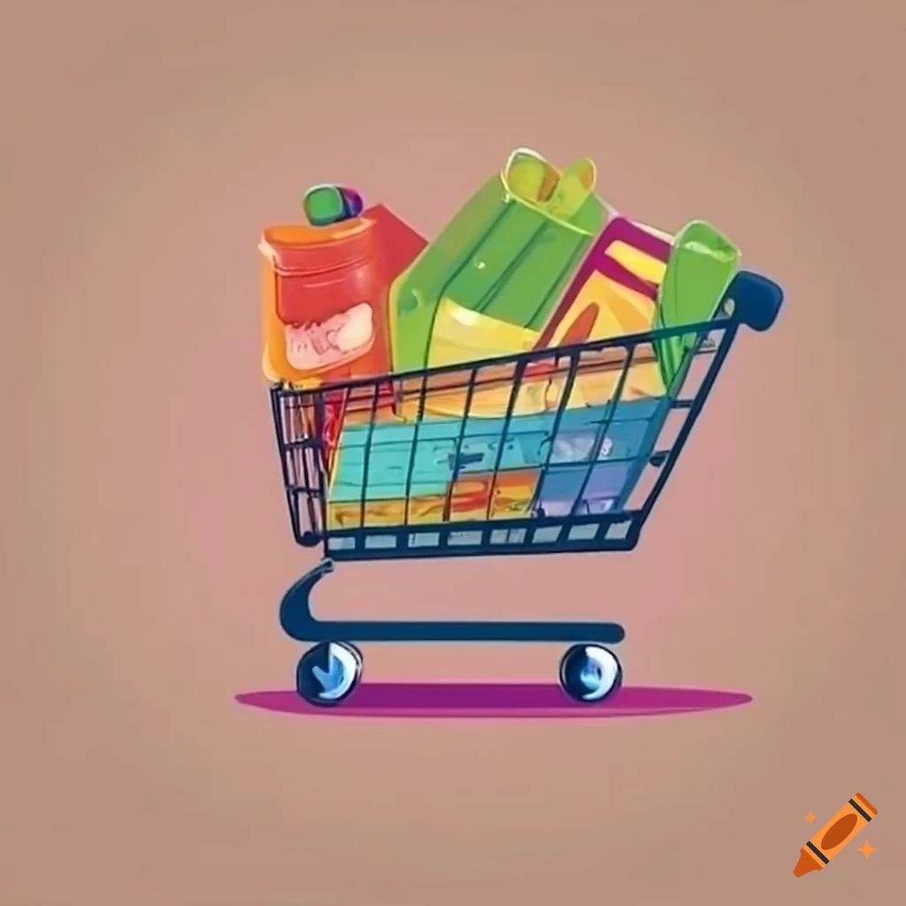 shopping cart with groceries