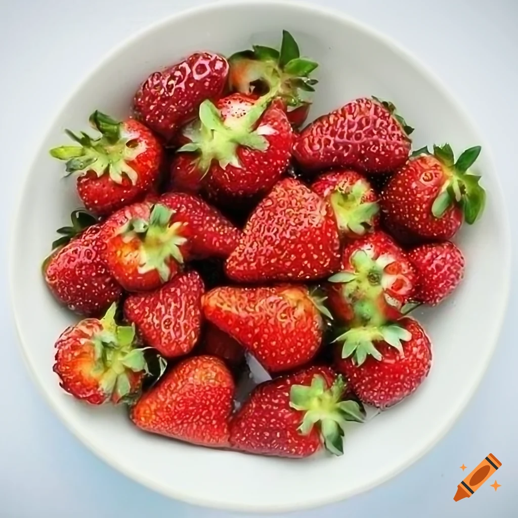 Closeup of fresh strawberries on a white background on Craiyon