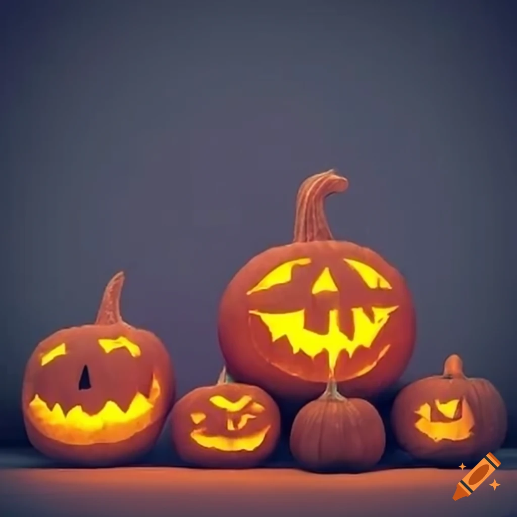 glowing carved pumpkins