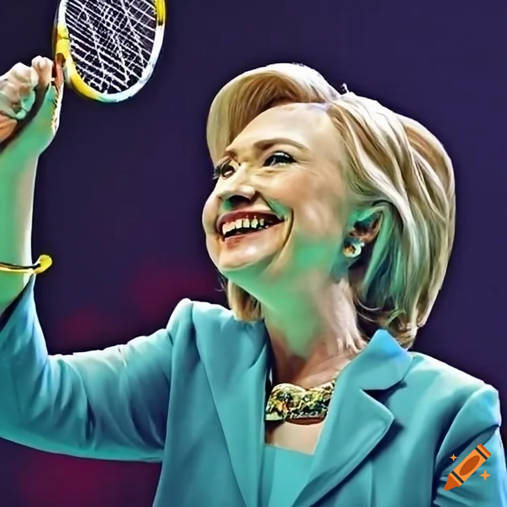 Hilary Clinton playing badminton