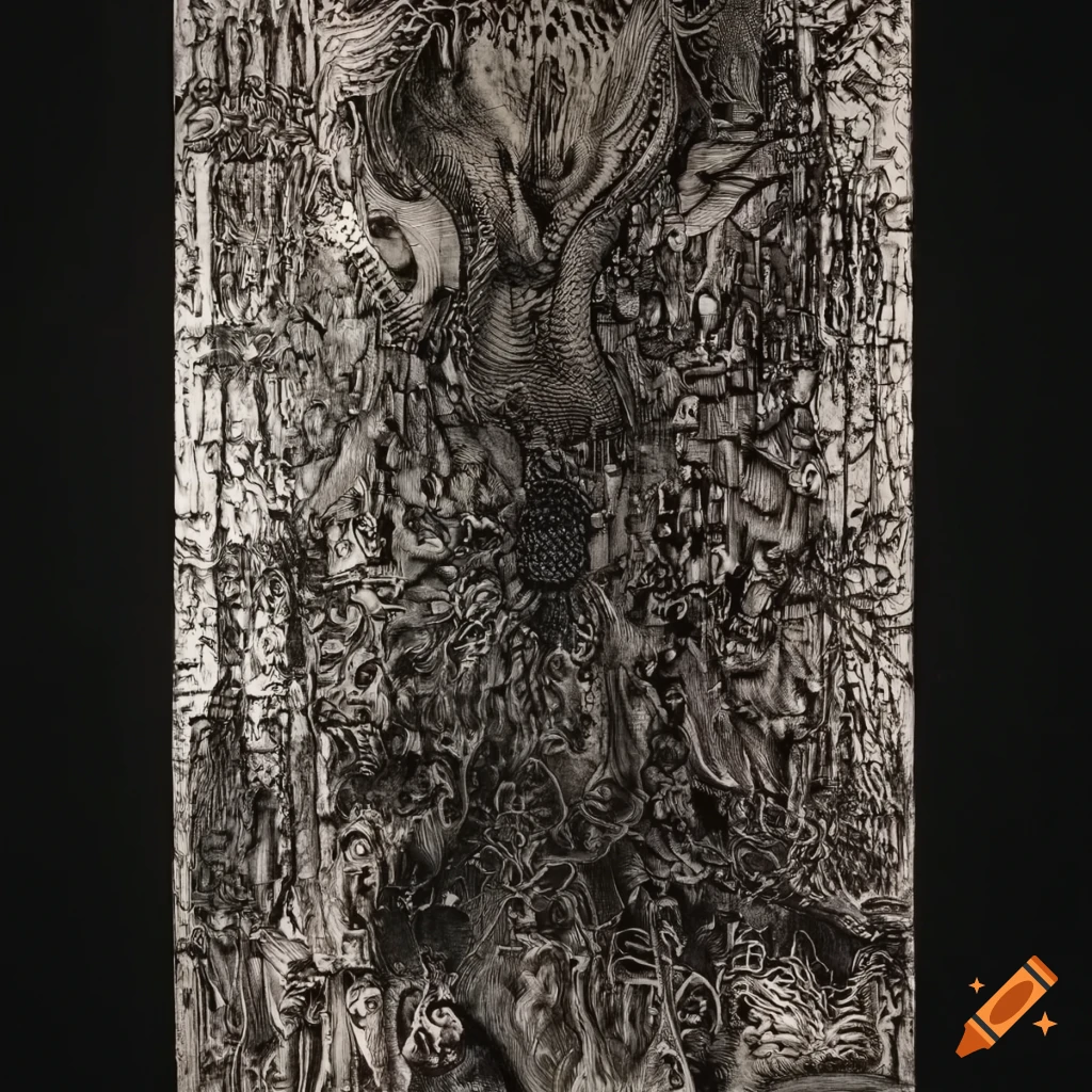 Intricate etching artwork by famous galleries