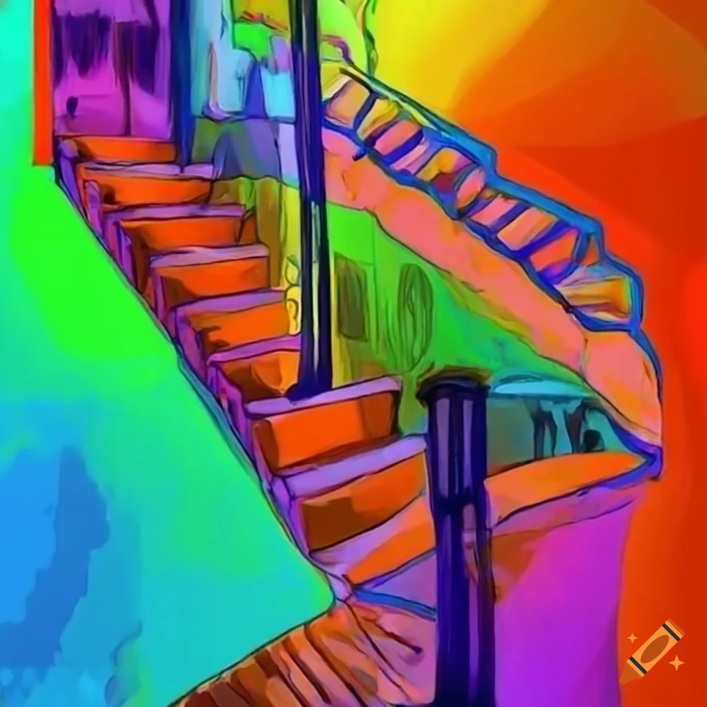 abstract artwork of a door and staircase