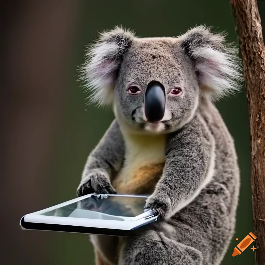 koala using an iPad
