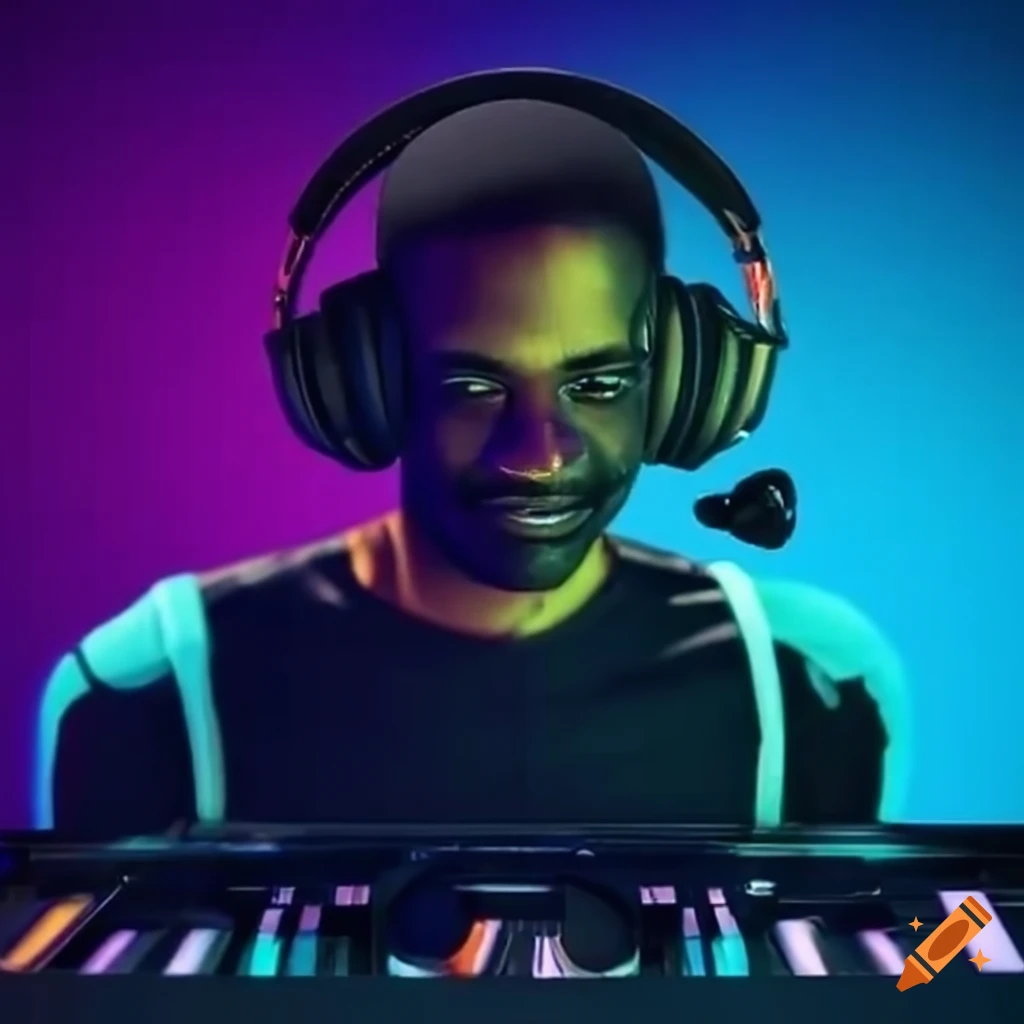 DJ Sammy with headphones playing on a turntable
