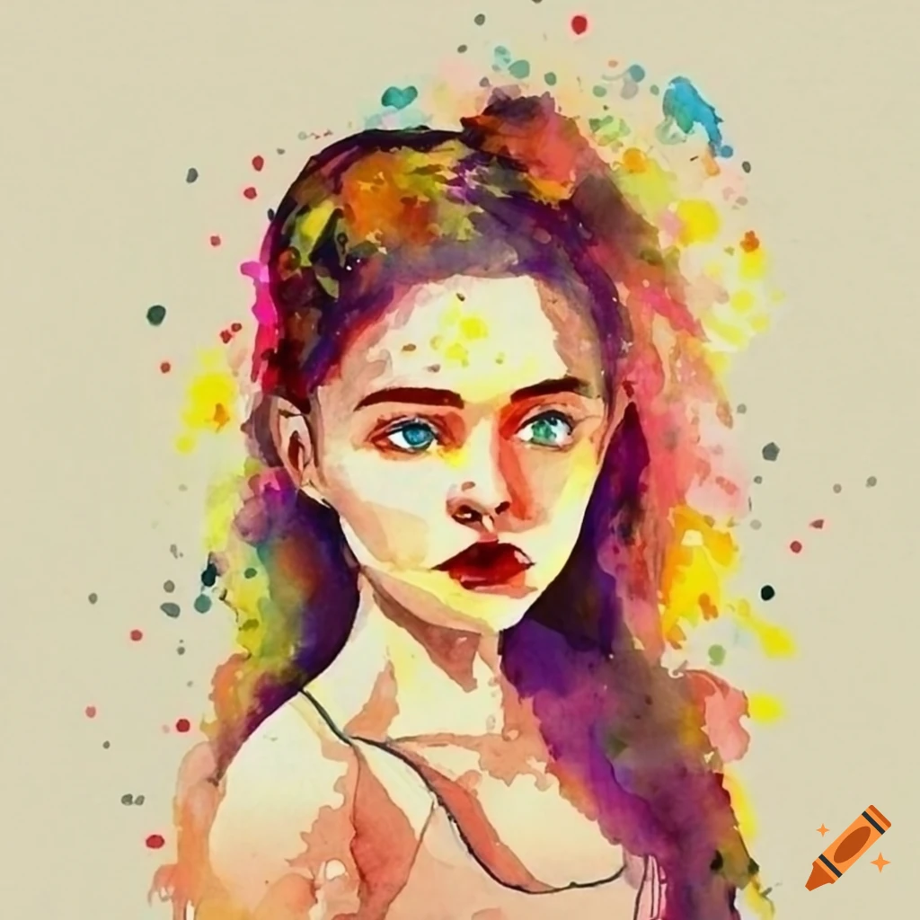 watercolor illustration of a girl in Picasso style