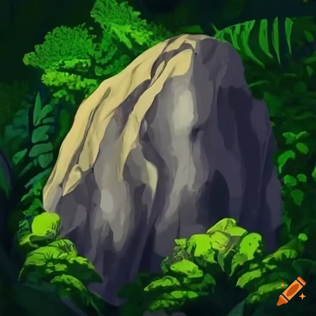 Jungle Rocks Anime Gray rock in the jungle