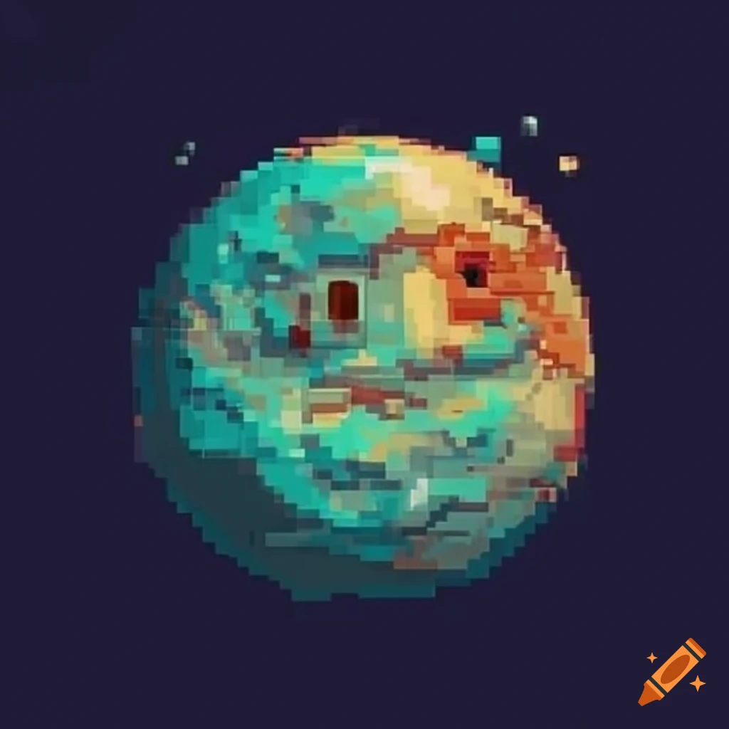 pixel art of a 1-bit planet