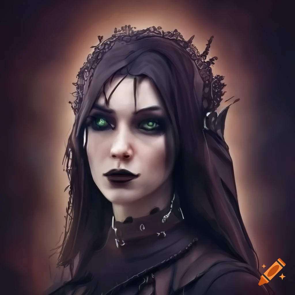 Dark fantasy artwork of an elvish warrior woman on Craiyon