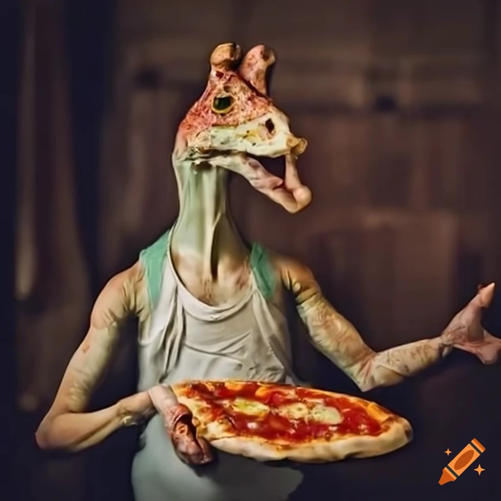 Italian character holding a pizza