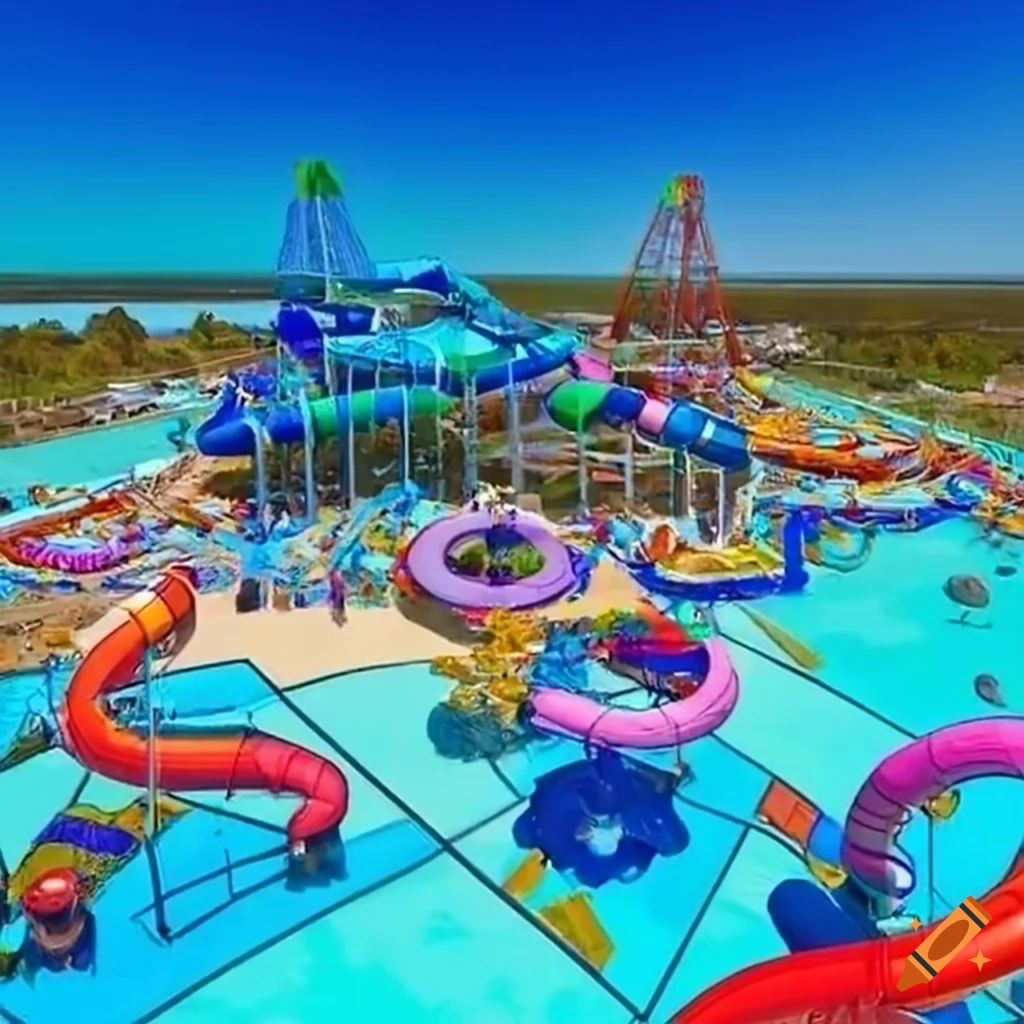 Impressive perspective of a large water park on Craiyon