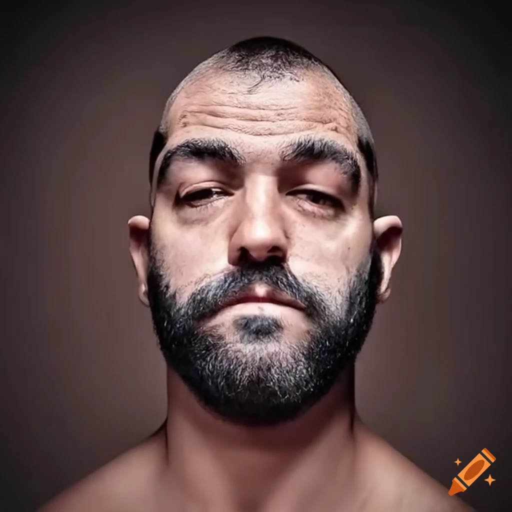 comparison of a bearded Greek wrestler before and after shaving