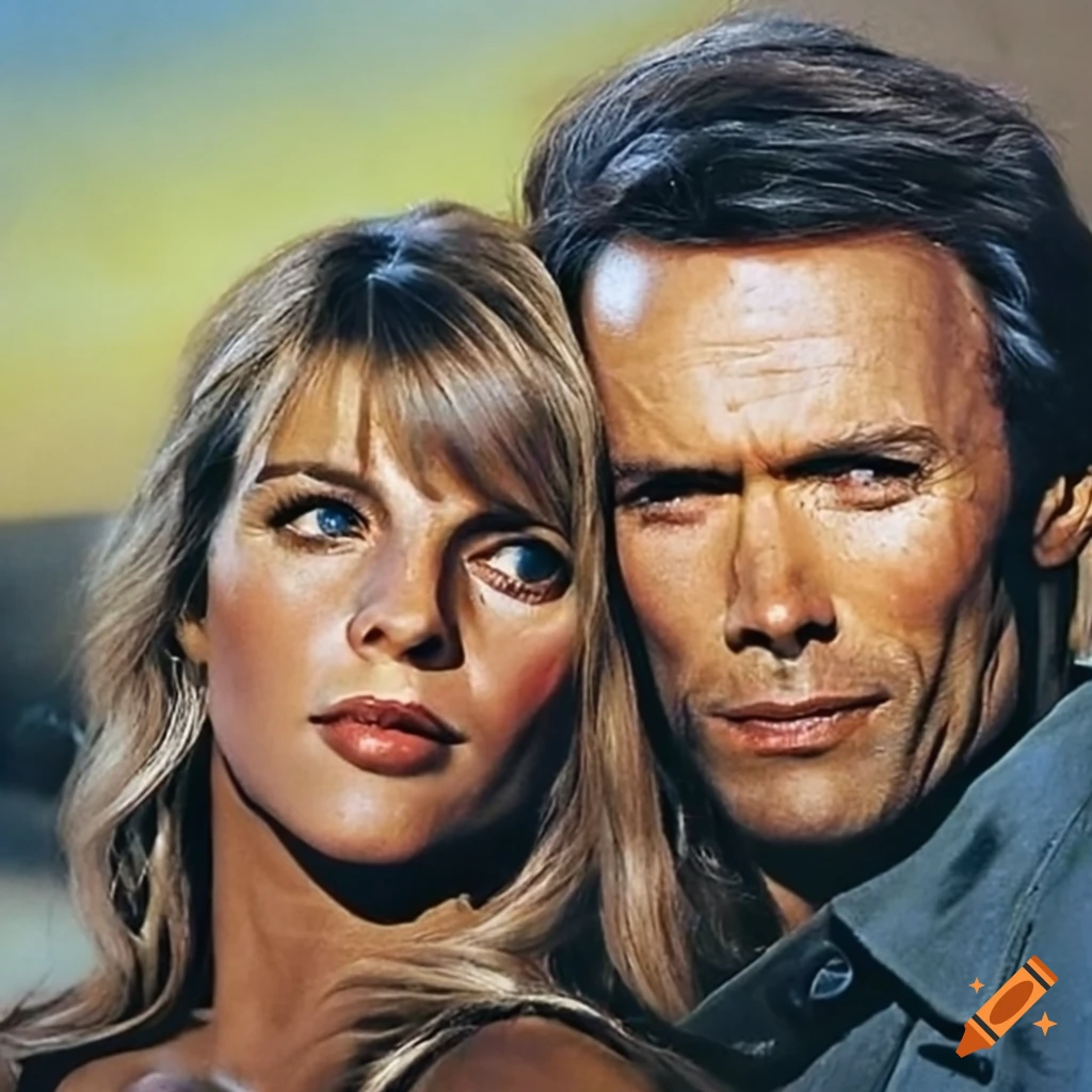 photograph of Julie Christie and Clint Eastwood embracing
