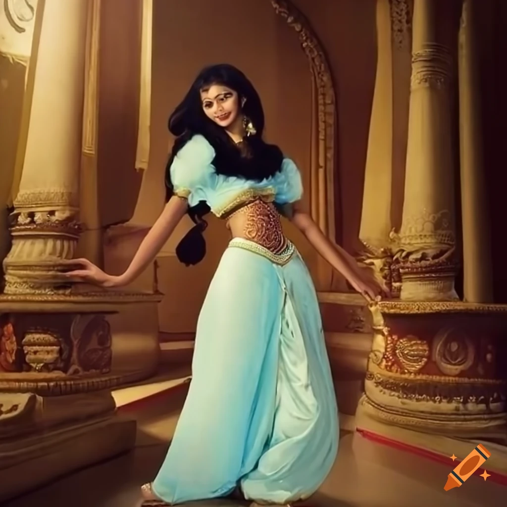 Indian girl dressed as Disney Princess Jasmine talking to a young Indian boy
