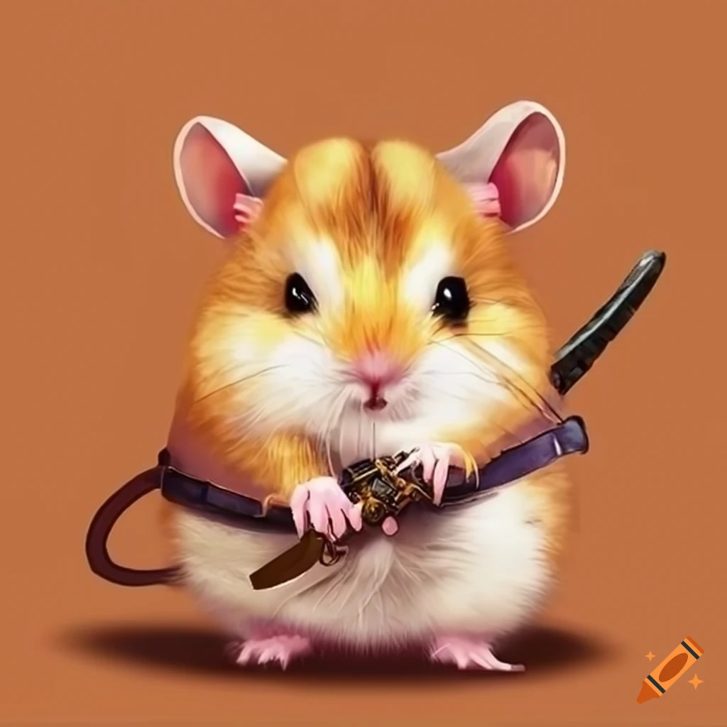 image of a hamster with a belt and sword