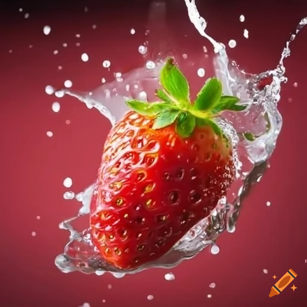 strawberries splashing in mid-air