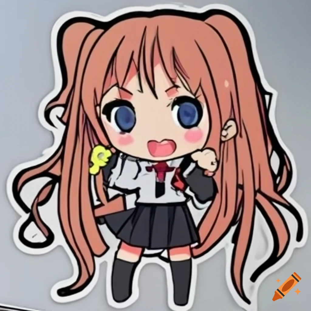 sticker of an anime school girl
