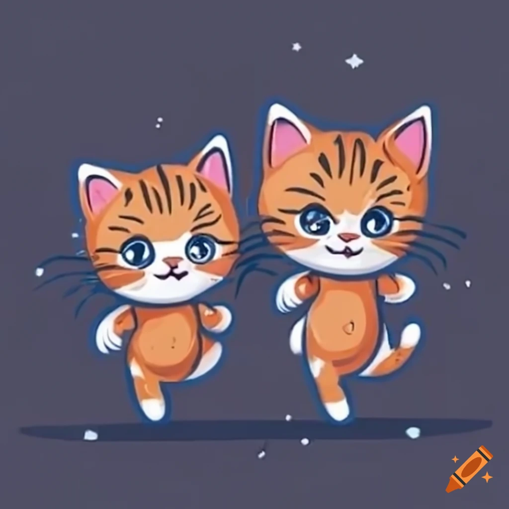 Two playful kittens chasing each other in space on Craiyon