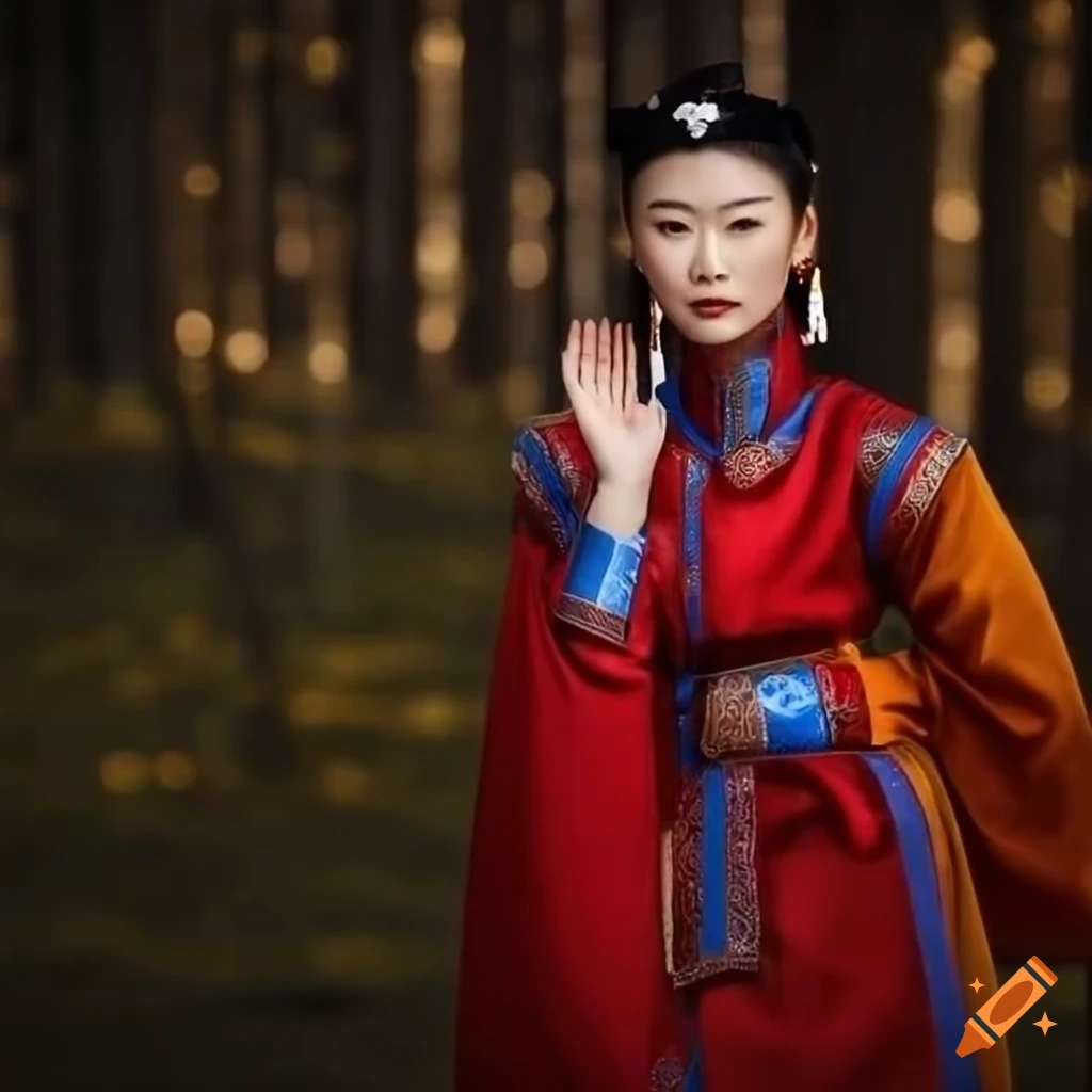 Full-length modern mongolian clothing on Craiyon