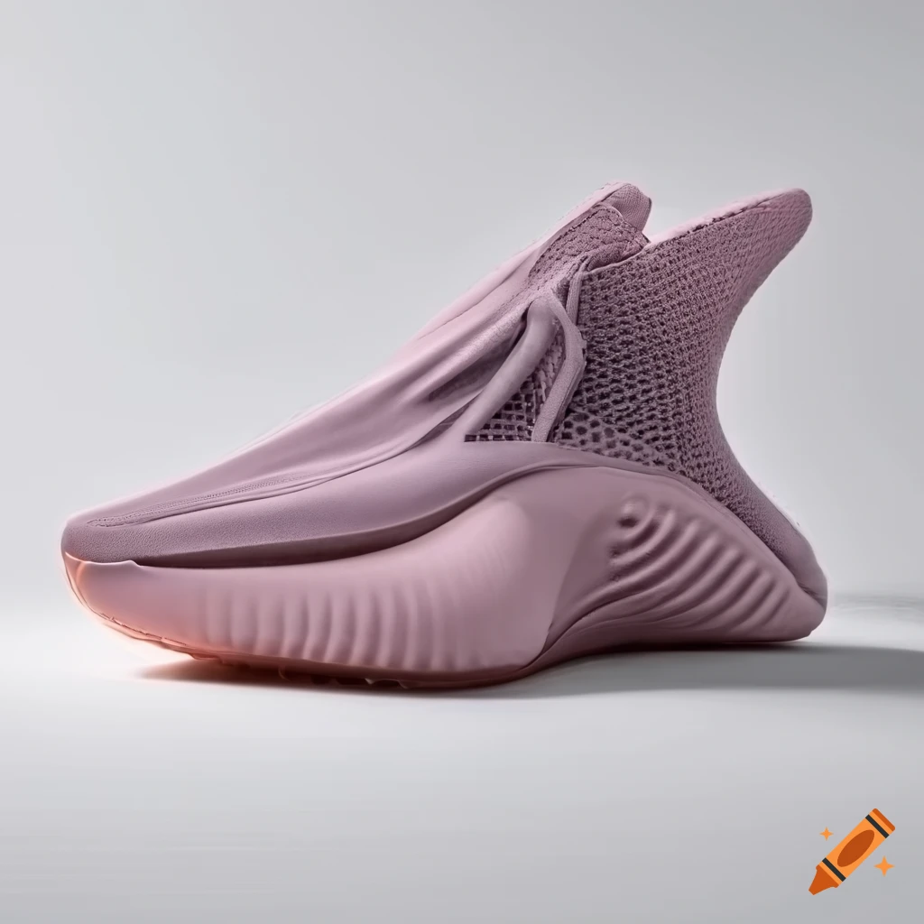 White futuristic laceless whale yeezy runner shoe on Craiyon