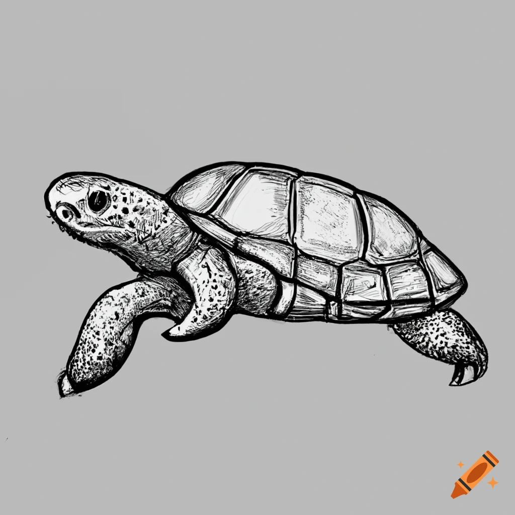 Sketch of a land turtle on Craiyon