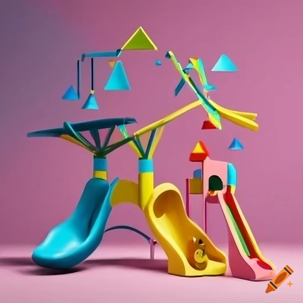 surrealist playground with vibrant colors