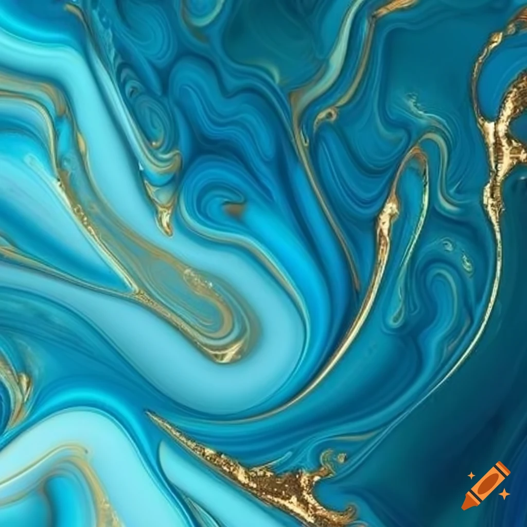 sophisticated blue marble with gold fractal patterns