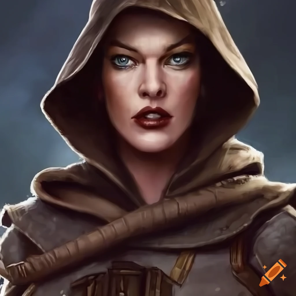 Portrait of milla jovovich in a dungeon & dragons art style on Craiyon