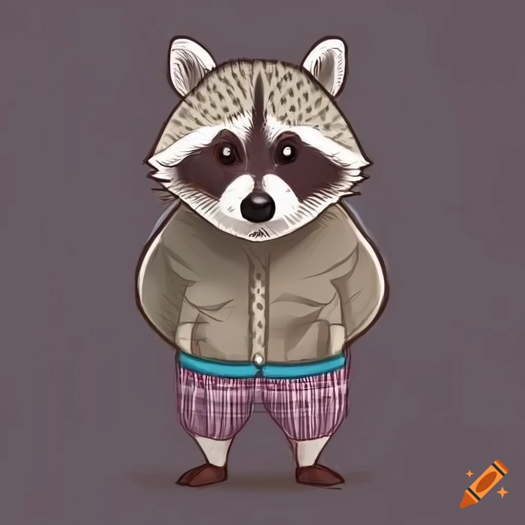 pattern of a raccoon wearing pants