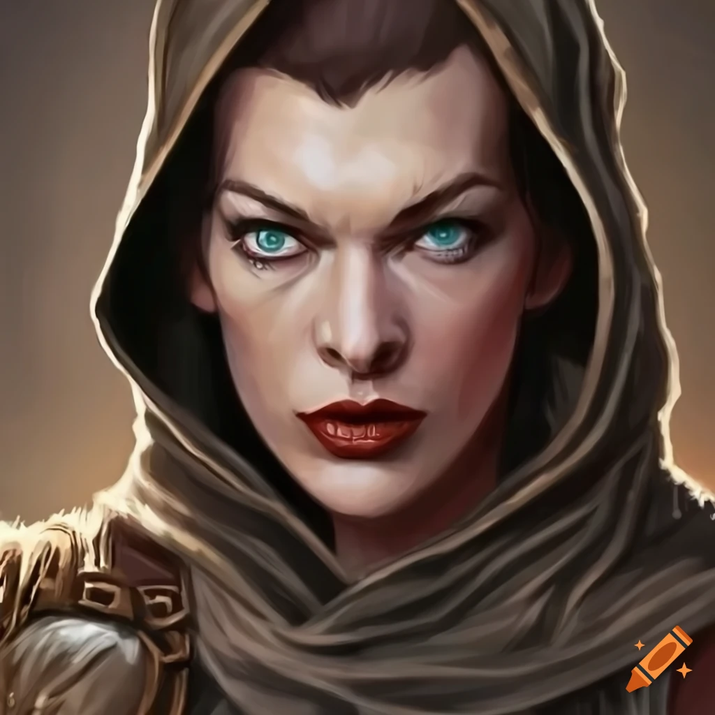 Portrait of a hooded character in dungeons & dragons art style on Craiyon