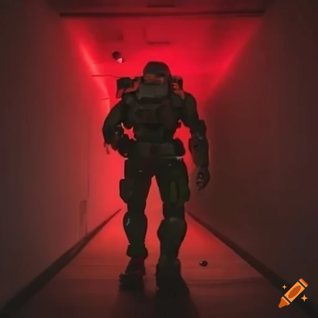 Vhs horror style depiction of master chief