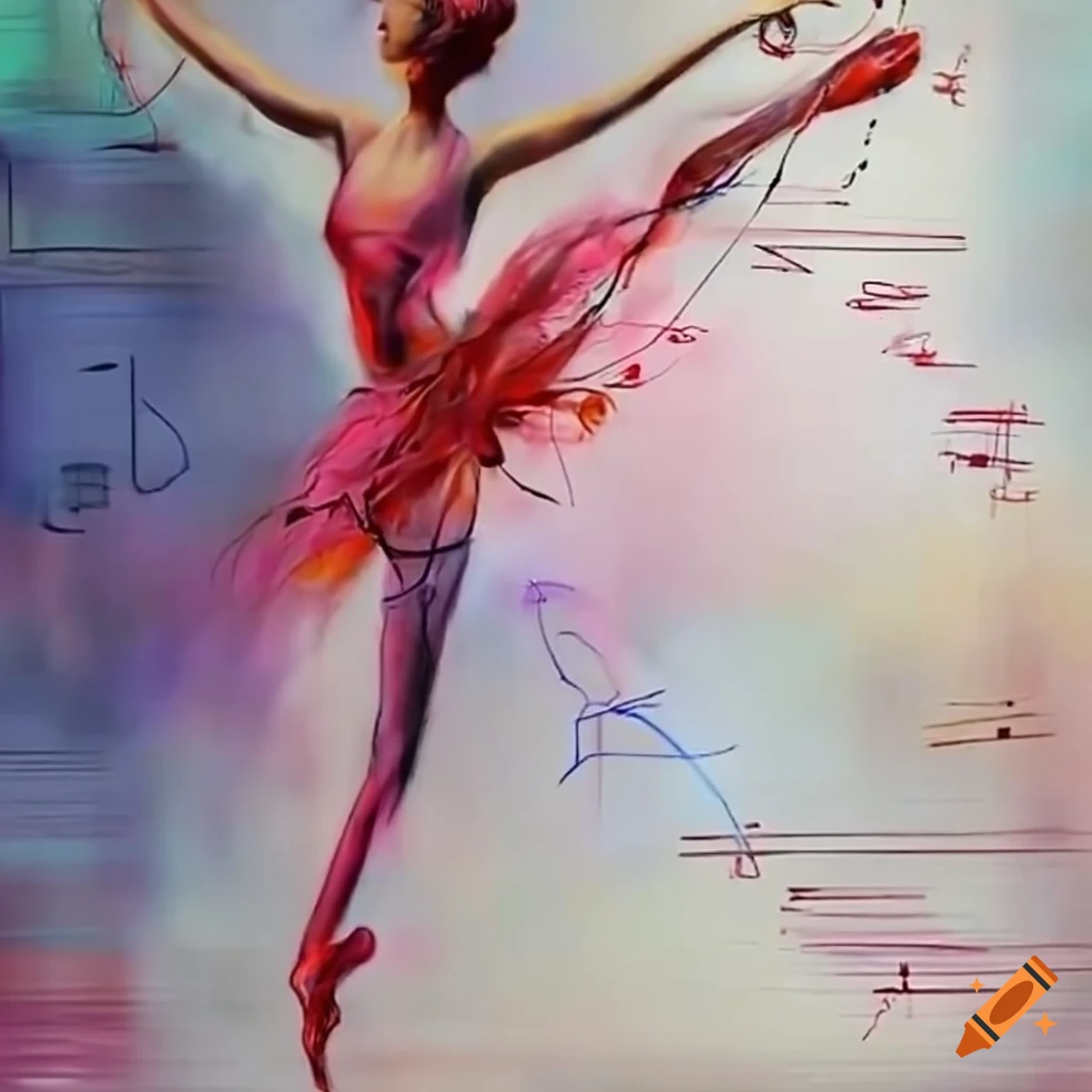 Ballerina Connected To Sheet Music Lines