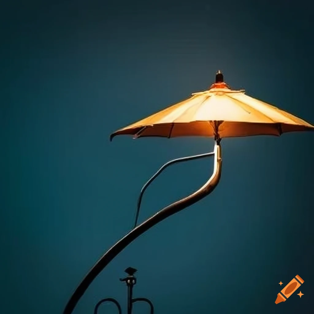 streetlights with umbrella-shaped tops