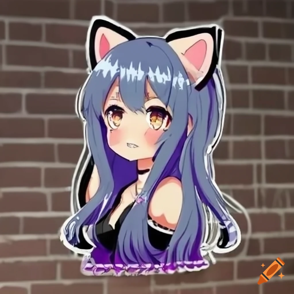 Cute anime cat girl on Craiyon