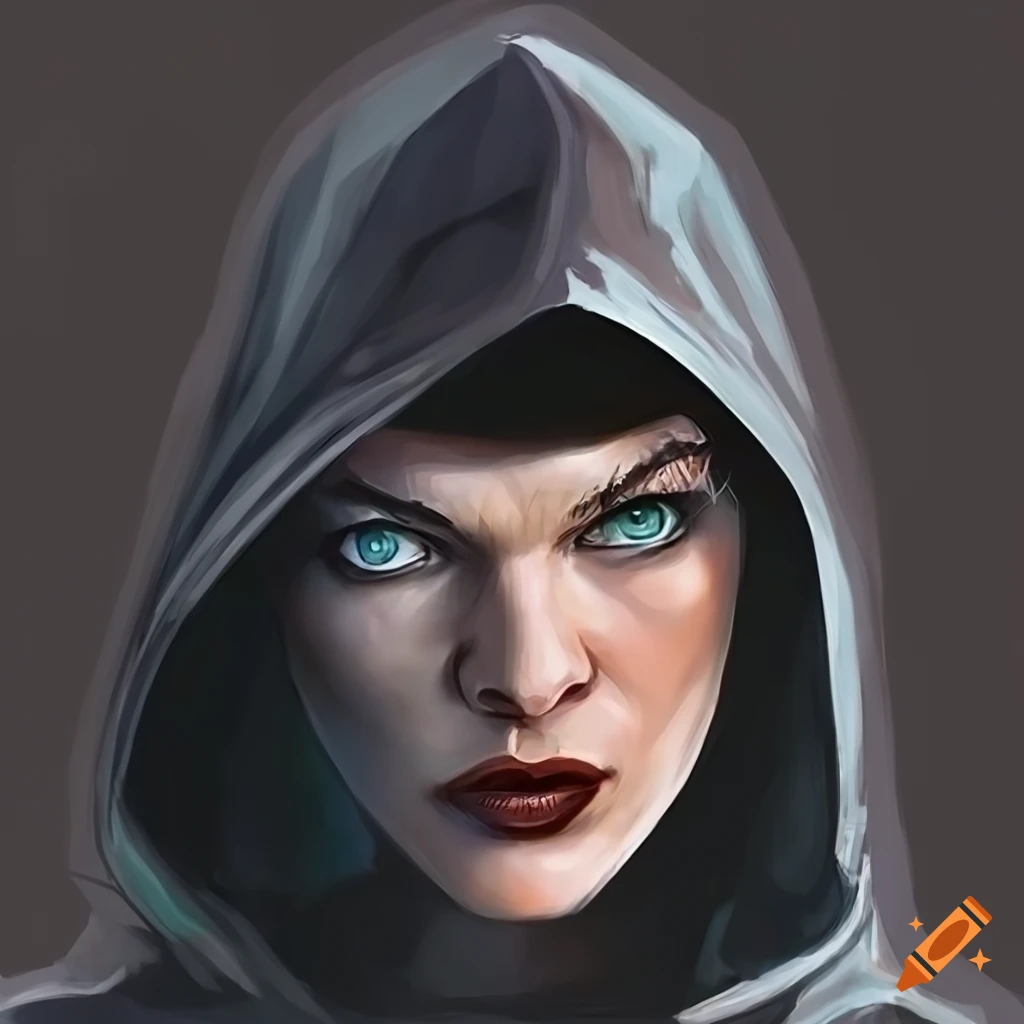 portrait of Milla Jovovich in a dungeon & dragons art style