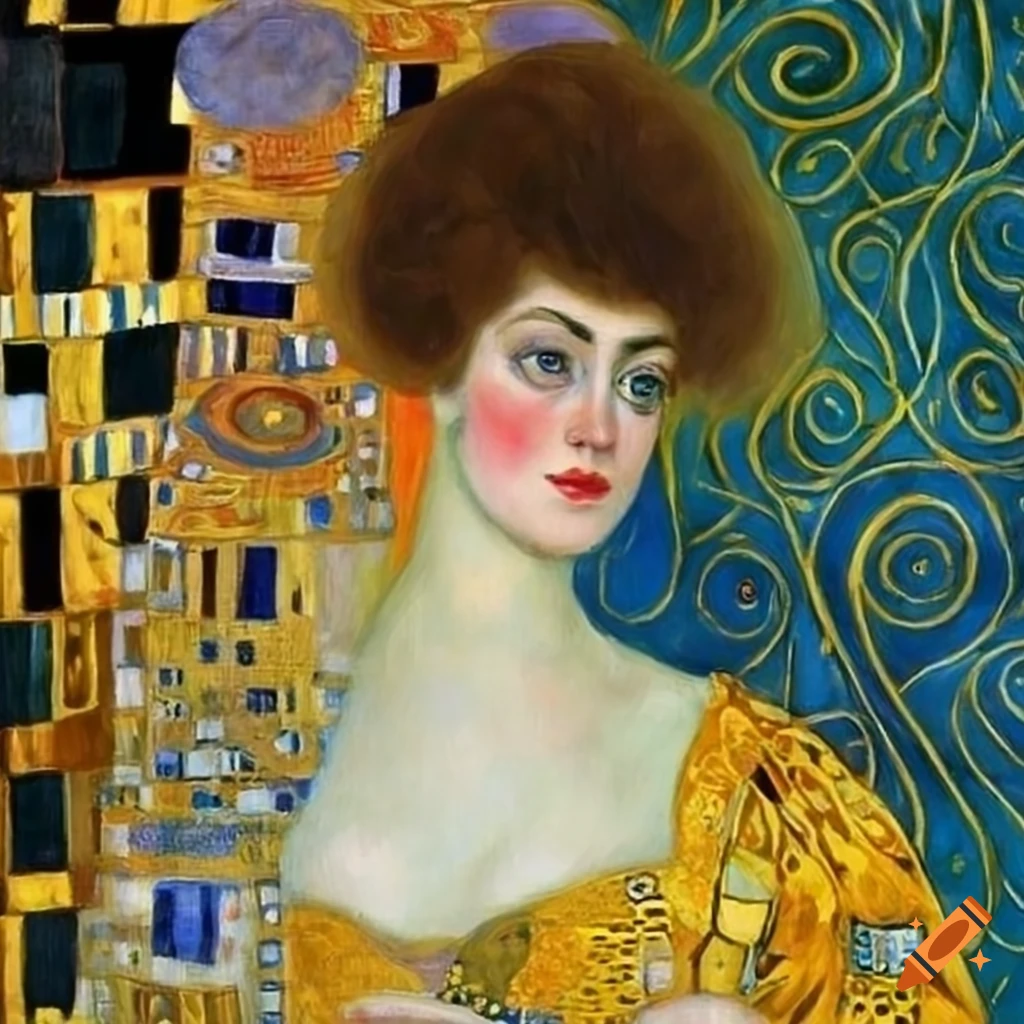 Portrait of a woman in the style of gustav klimt on Craiyon