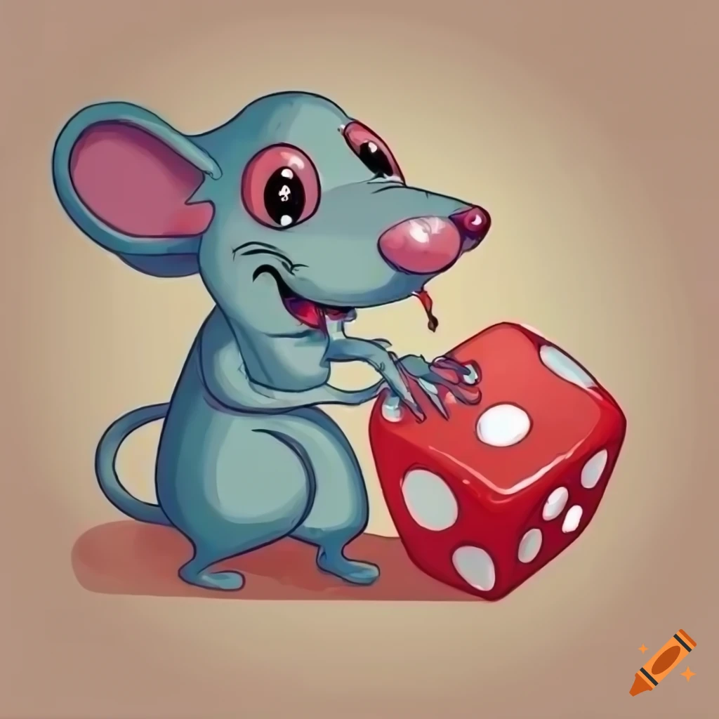 Funny illustration of a mouse playing dice with a snake on Craiyon